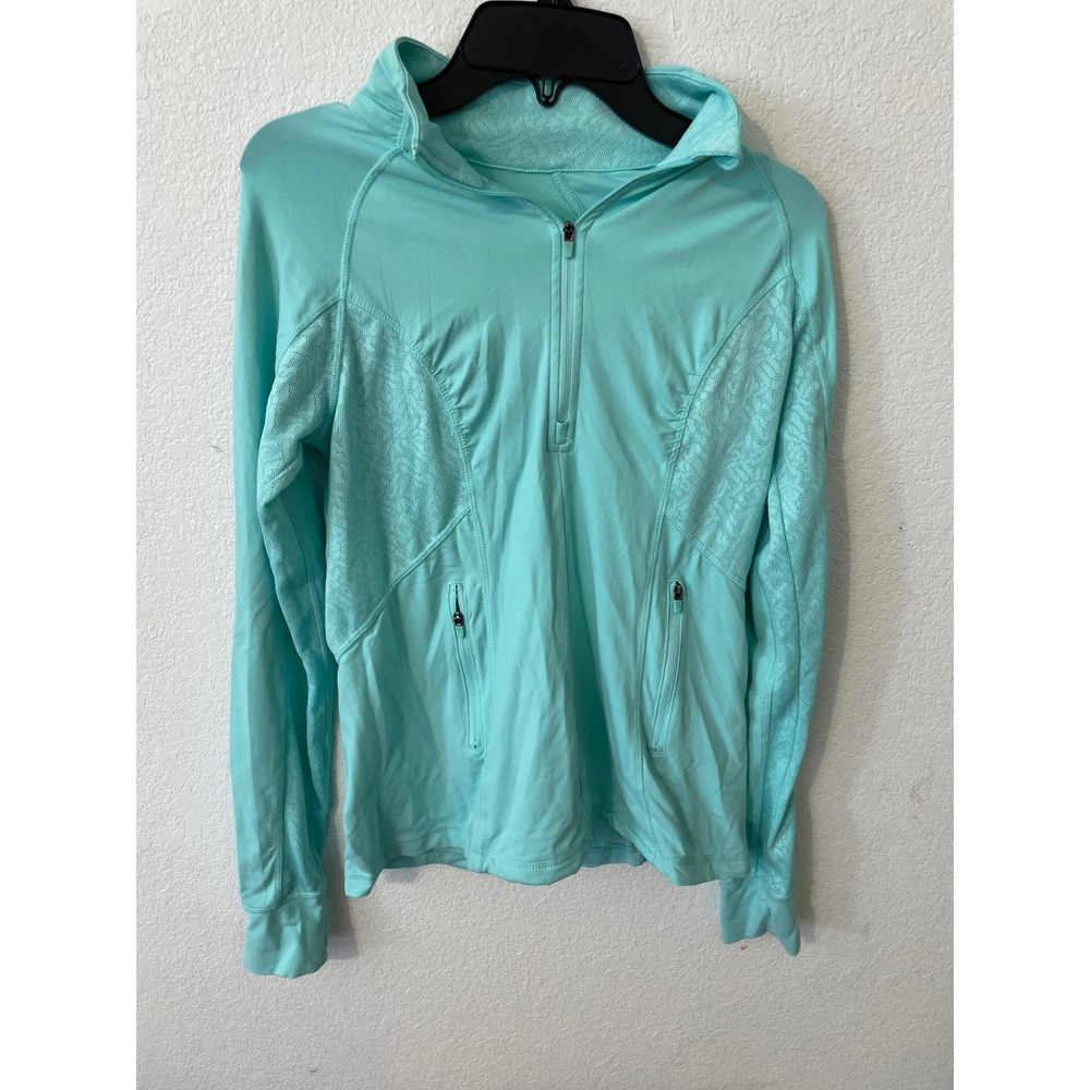 Kyodan Womens Aqua Blue Athletic Zip Up Track Jacket Mesh Panels